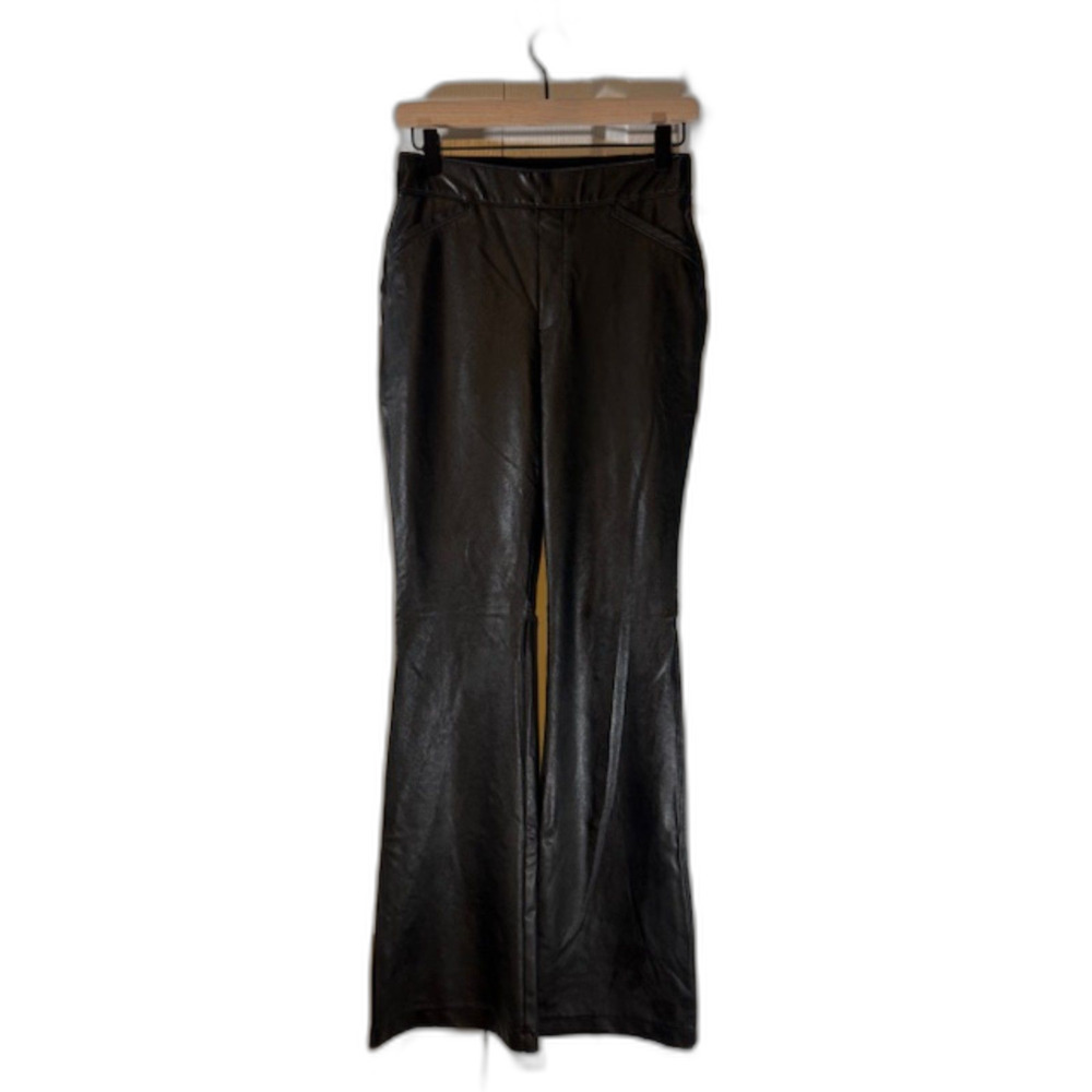 SPANX Black Boot Cut Faux Leather Pants